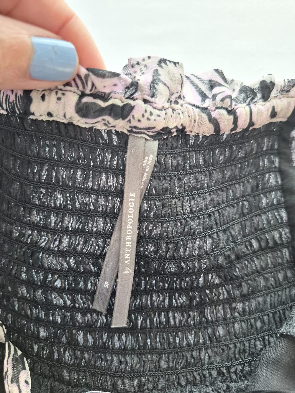 Anthropologie Black & White Square Neck Smocked Midi Dress S - Picture 14 of 16